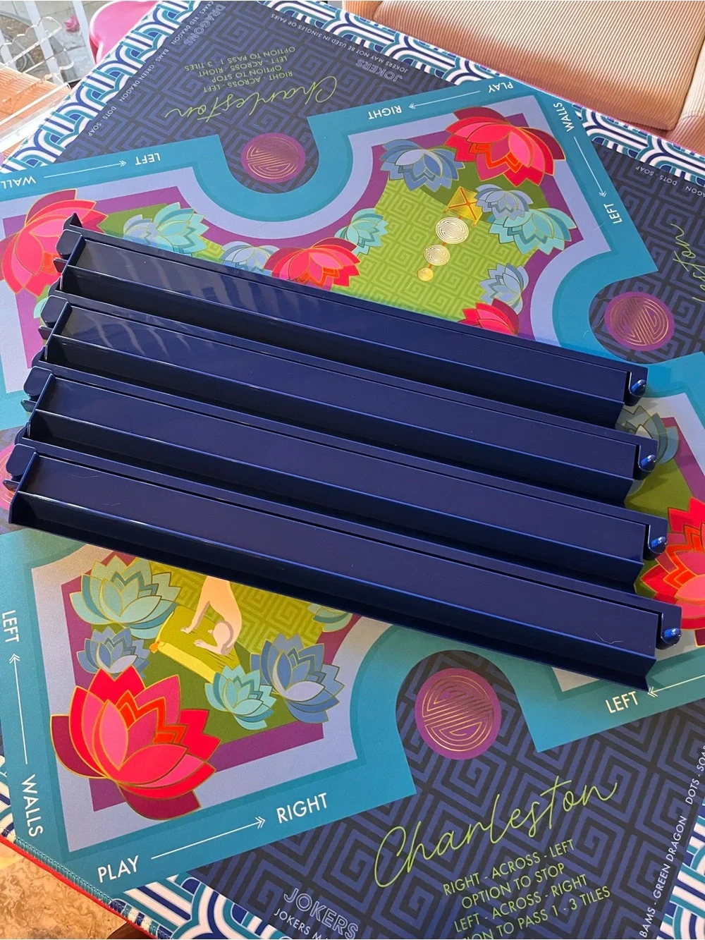 Mahjong Tile Racks w/ Pushers Jonathan Adler Navy Blue Solid 20